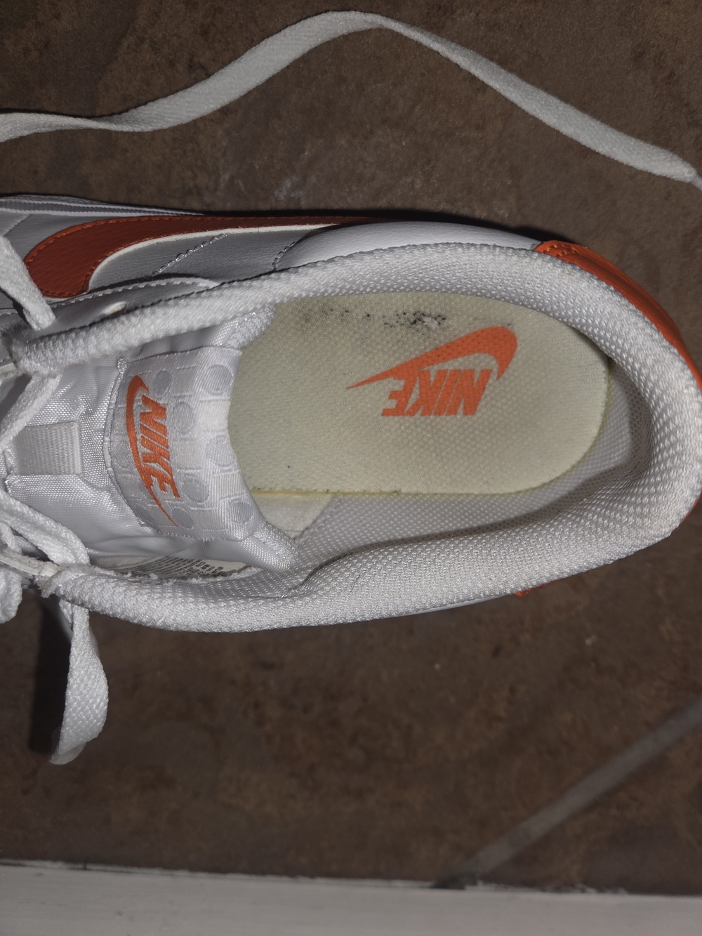 Nike Court Legacy Sneakers White Orange Low Top Lace Up Casual Shoes Unisex - Picture 9 of 11